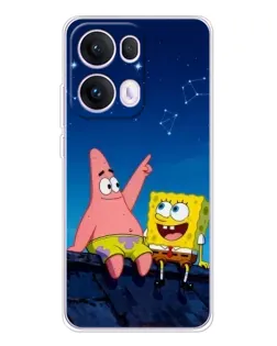 Чехол для OPPO Reno13 Pro с картинкой «Губка Боб и Патрик ночью»