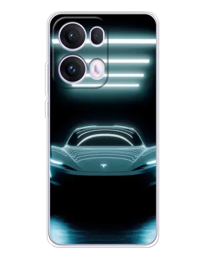 Чехол для OPPO Reno13 Pro с картинкой «Tesla в неоне» Чехол для OPPO Reno13 Pro с картинкой «Tesla в неоне»