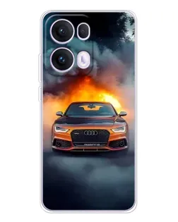 Чехол для OPPO Reno13 Pro с картинкой «Audi в огненном дыму»
