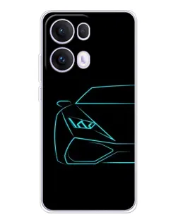 Чехол для OPPO Reno13 Pro с картинкой «Голубой силуэт Lamborghini»