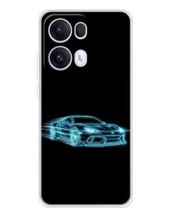 Чехол для OPPO Reno13 Pro с картинкой «Неоновый контур Lamborghini»