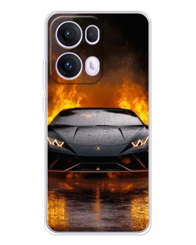 Чехол для OPPO Reno13 Pro с картинкой «Lamborghini в огне»