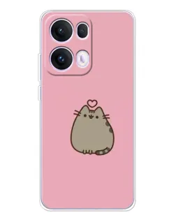 Чехол для OPPO Reno13 Pro с картинкой «Pusheen сердце»
