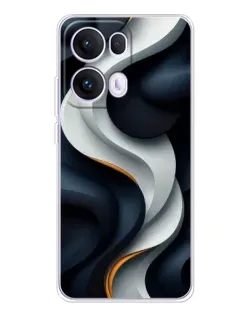 Чехол для OPPO Reno13 Pro с картинкой «Объемные черно-белые ленты»