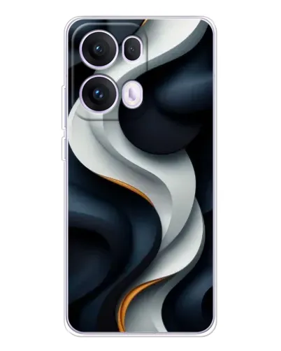 Чехол для OPPO Reno13 Pro с картинкой «Объемные черно-белые ленты» Чехол для OPPO Reno13 Pro с картинкой «Объемные черно-белые ленты»