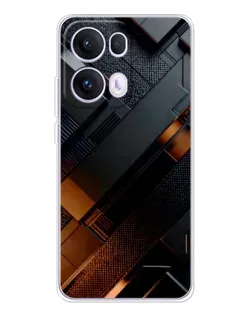 Чехол для OPPO Reno13 Pro с картинкой «Черные геометрические блоки»