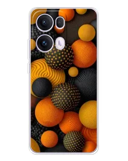 Чехол для OPPO Reno13 Pro с картинкой «Объемные оранжевые сферы»