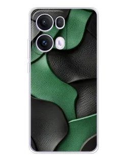 Чехол для OPPO Reno13 Pro с картинкой «Зеленые кожаные волны»