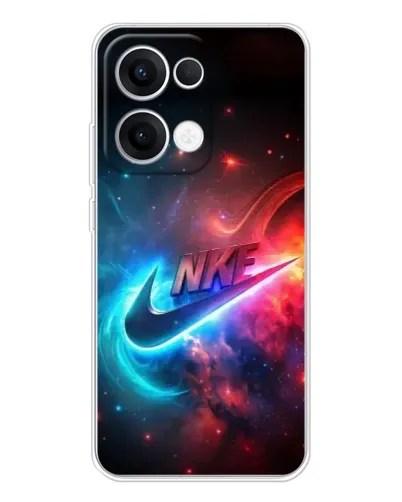 Чехол для OPPO Reno13 с картинкой «Огненный логотип Nike»