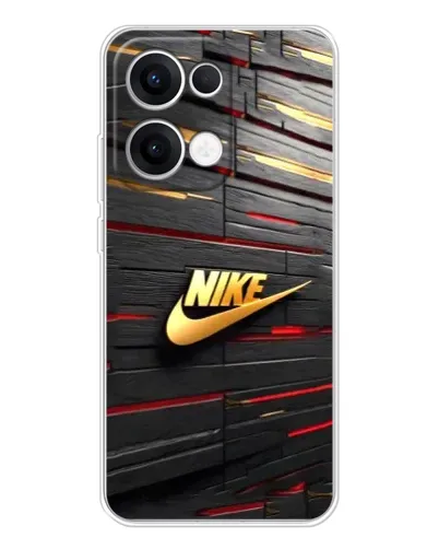 Чехол для OPPO Reno13 с картинкой «Золотой Nike на металле»