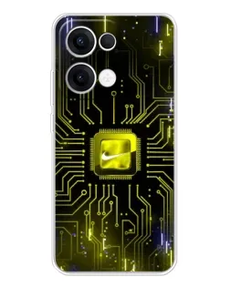 Чехол для OPPO Reno13 с картинкой «Nike — золотая искра»