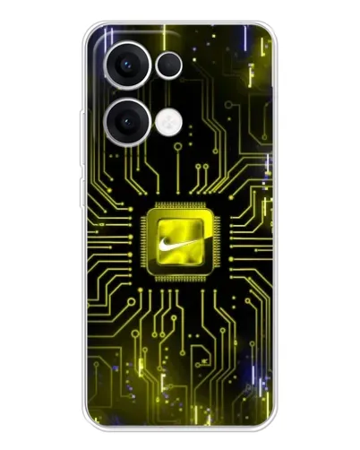 Чехол для OPPO Reno13 с картинкой «Nike — золотая искра»