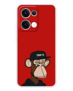 Чехол для OPPO Reno13 с картинкой «Bored Ape — красный фон» Чехол для OPPO Reno13 с картинкой «Bored Ape — красный фон»