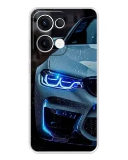 Чехол для OPPO Reno13 с картинкой «Взгляд BMW с синими фарами»