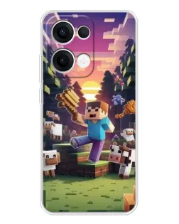 Чехол для OPPO Reno13 с картинкой «Стив на ферме»