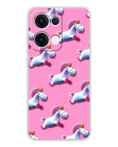 Чехол для OPPO Reno13 с картинкой «Единороги на розовом»