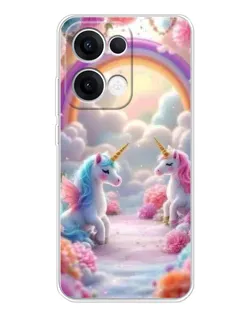 Чехол для OPPO Reno13 с картинкой «Радуга и единороги» Чехол для OPPO Reno13 с картинкой «Радуга и единороги»