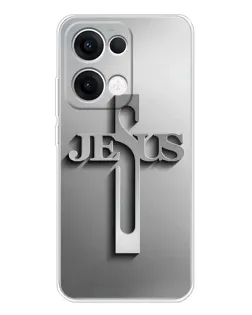 Чехол для OPPO Reno13 с картинкой «Металлический крест Jesus»