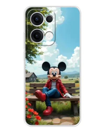 Чехол для OPPO Reno13 с картинкой «Микки на скамейке»