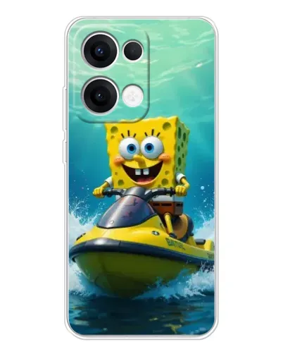 Чехол для OPPO Reno13 с картинкой «Спанч Боб на гидроцикле»