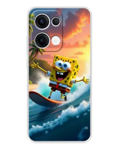 Чехол для OPPO Reno13 с картинкой «Губка Боб серфингист»