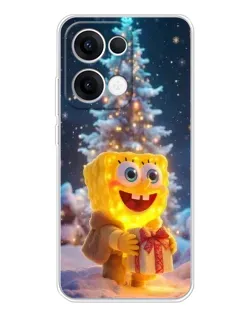 Чехол для OPPO Reno13 с картинкой «Рождественский Спанч Боб»