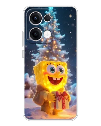 Чехол для OPPO Reno13 с картинкой «Рождественский Спанч Боб»