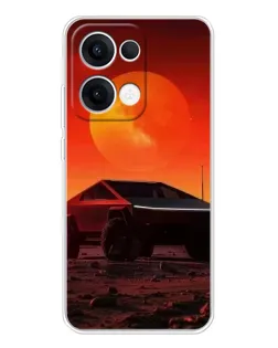 Чехол для OPPO Reno13 с картинкой «Cybertruck на Марсе»