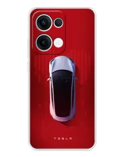 Чехол для OPPO Reno13 с картинкой «Tesla Top View»