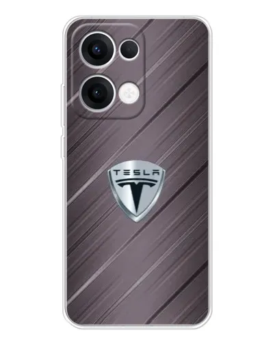 Чехол для OPPO Reno13 с картинкой «Металлическая текстура Tesla»