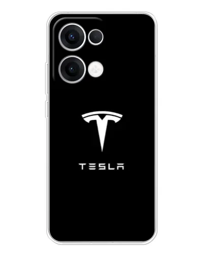Чехол для OPPO Reno13 с картинкой «Tesla White Logo»