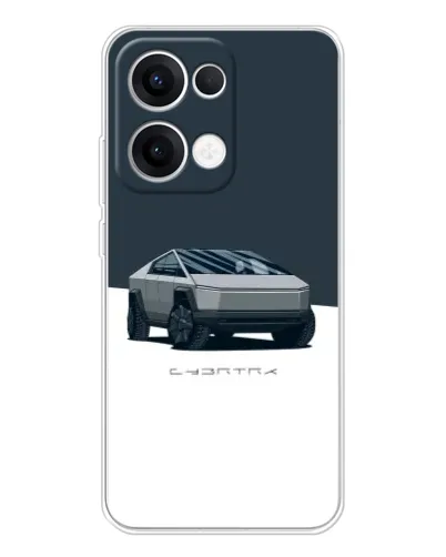 Чехол для OPPO Reno13 с картинкой «Серебристый Cybertruck Tesla»