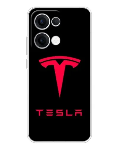 Чехол для OPPO Reno13 с картинкой «Tesla Red Logo»