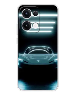 Чохол для OPPO Reno13 з картинкою «Tesla в неоні»