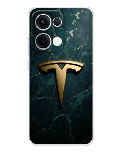 Чехол для OPPO Reno13 с картинкой «Мраморная Tesla Gold»