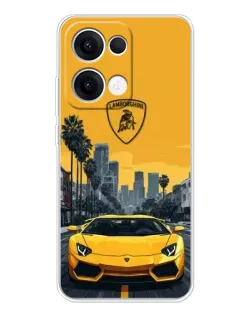 Чехол для OPPO Reno13 с картинкой «Желтый Lamborghini город» Чехол для OPPO Reno13 с картинкой «Желтый Lamborghini город»