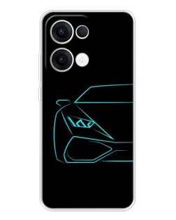 Чехол для OPPO Reno13 с картинкой «Голубой силуэт Lamborghini» Чехол для OPPO Reno13 с картинкой «Голубой силуэт Lamborghini»