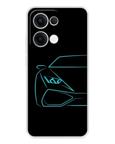 Чехол для OPPO Reno13 с картинкой «Голубой силуэт Lamborghini»