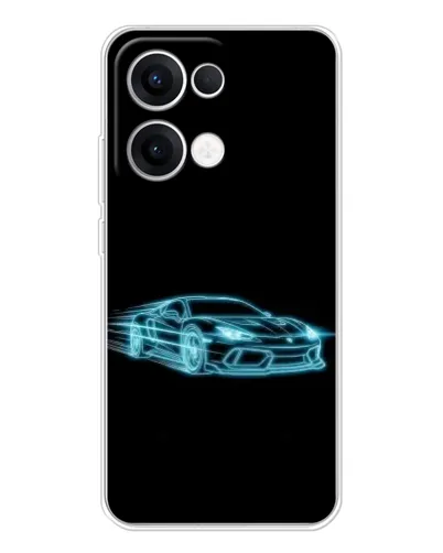 Чехол для OPPO Reno13 с картинкой «Неоновый контур Lamborghini»