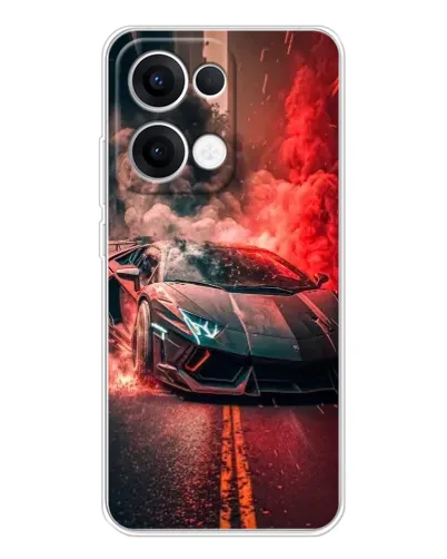 Чехол для OPPO Reno13 с картинкой «Lamborghini красный дым»