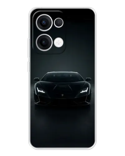 Чехол для OPPO Reno13 с картинкой «Черный Lamborghini Aventador»