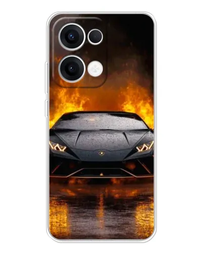 Чехол для OPPO Reno13 с картинкой «Lamborghini в огне»