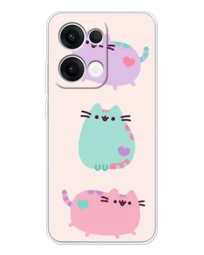 Чехол для OPPO Reno13 с картинкой «Pusheen трио»