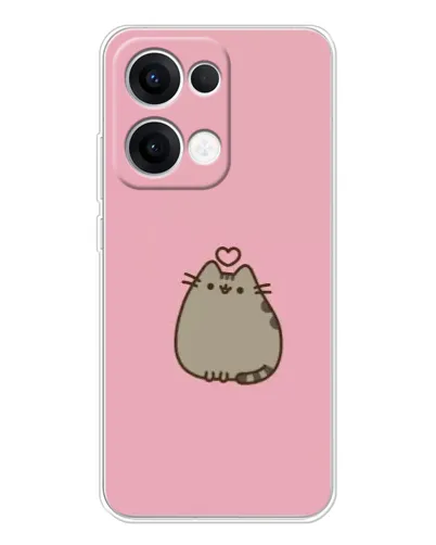 Чехол для OPPO Reno13 с картинкой «Pusheen сердце»