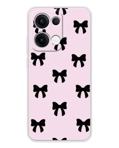 Чехол для OPPO Reno13 с картинкой «Черные банты Coquette»