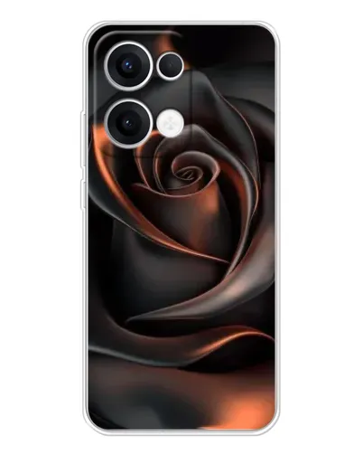 Чехол для OPPO Reno13 с картинкой «Шелковая черная роза»