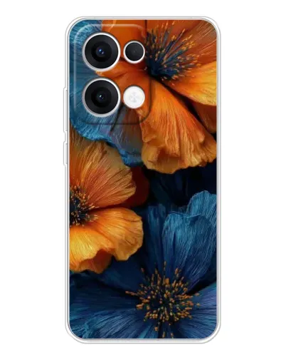 Чехол для OPPO Reno13 с картинкой «Яркая сине-оранжевая флора» Чехол для OPPO Reno13 с картинкой «Яркая сине-оранжевая флора»