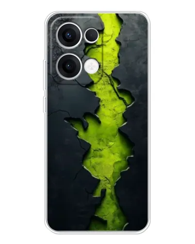 Чехол для OPPO Reno13 с картинкой «Салатовый разлом скалы»