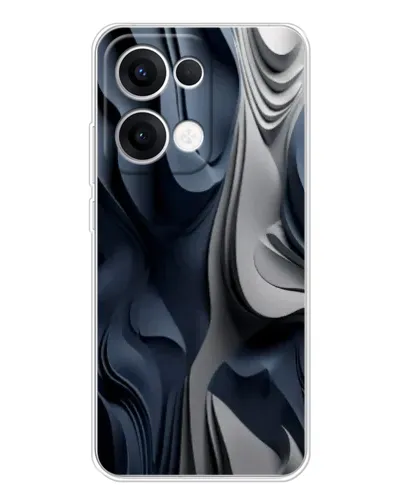 Чехол для OPPO Reno13 с картинкой «Объемные синие складки»
