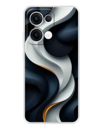 Чехол для OPPO Reno13 с картинкой «Объемные черно-белые ленты»